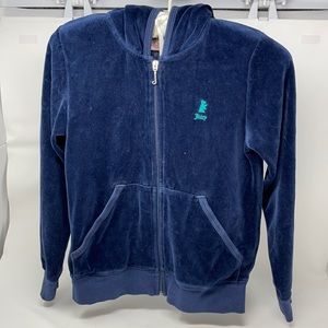 Juicy Couture velour hooded zippered jacket, with pockets. Size 12. EUC.
